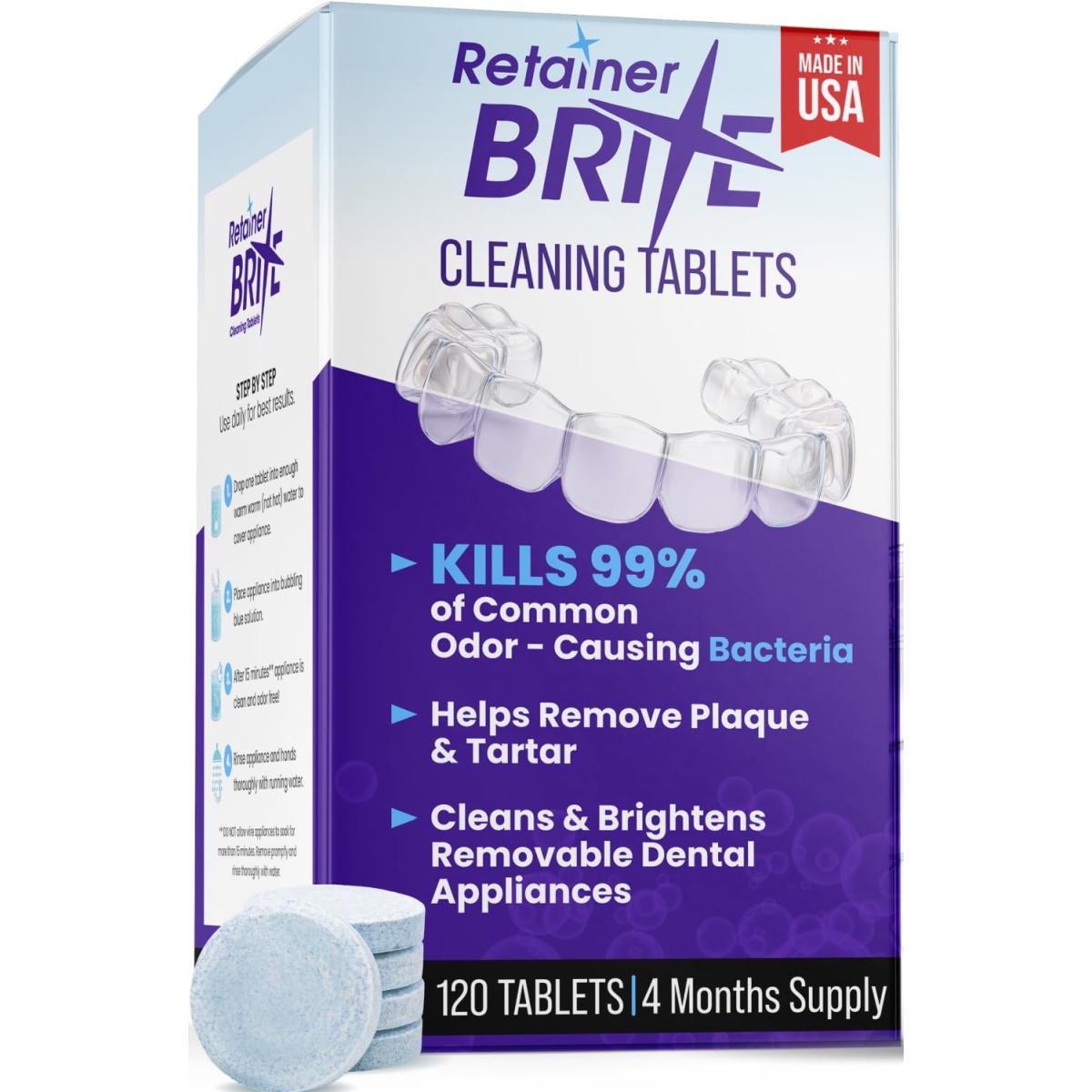 Retainer Brite Cleaner Tablets for Invisalign, 120 Tablets